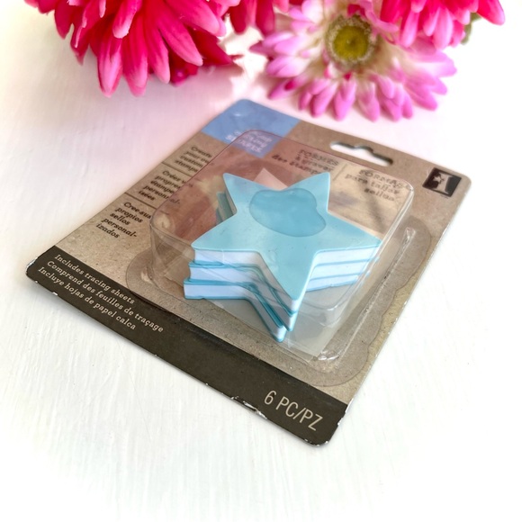 NEW Inkadinkado Star Stamp Carving Shapes Set of 3 Blue Stamps 3 Tracing Sheets - Picture 4 of 9